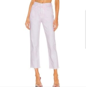 GRLFRND Mica High Rise Straight Crop Jeans Pink Acid Wash 25